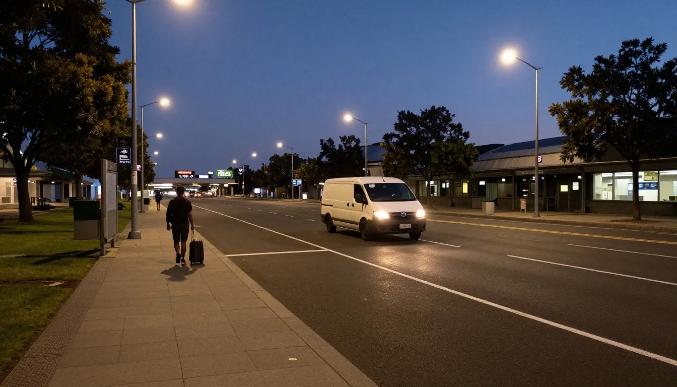 Empty Melbourne Airport terminal before dawn