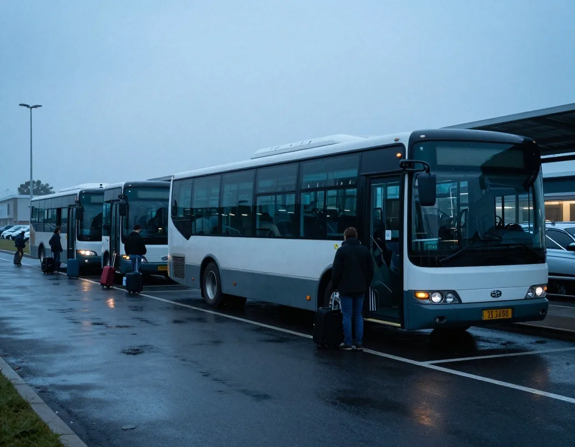 Shuttle bus at a long-stay car park pickup point